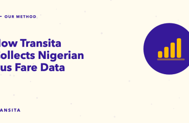 Illustrated guide cover with a bar chart mark: How Transita Collects Nigerian Bus Fare Data.