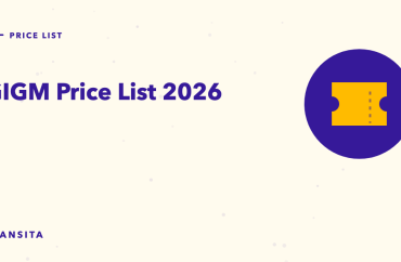Illustrated guide cover with a bus ticket mark: GIGM Price List 2026.