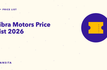 Illustrated guide cover with a bus ticket mark: Libra Motors Price List 2026.