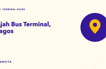 Illustrated guide cover with a map pin mark: Ajah Bus Terminal, Lagos.