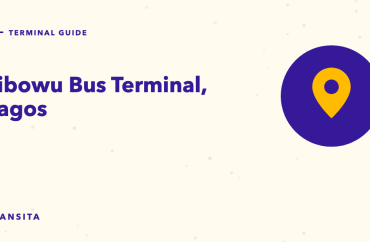 Illustrated guide cover with a map pin mark: Jibowu Bus Terminal, Lagos.